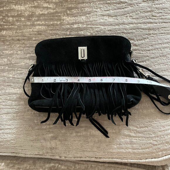Rebecca Minkoff Darren black suede fringe crossbody bag, used like new - Picture 9 of 12